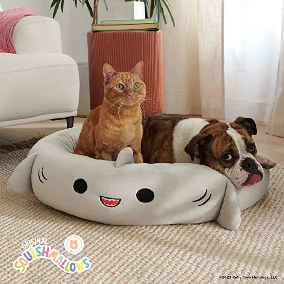 Squishmallows Gordon Shark Huisdierbed 76cm - Grijs