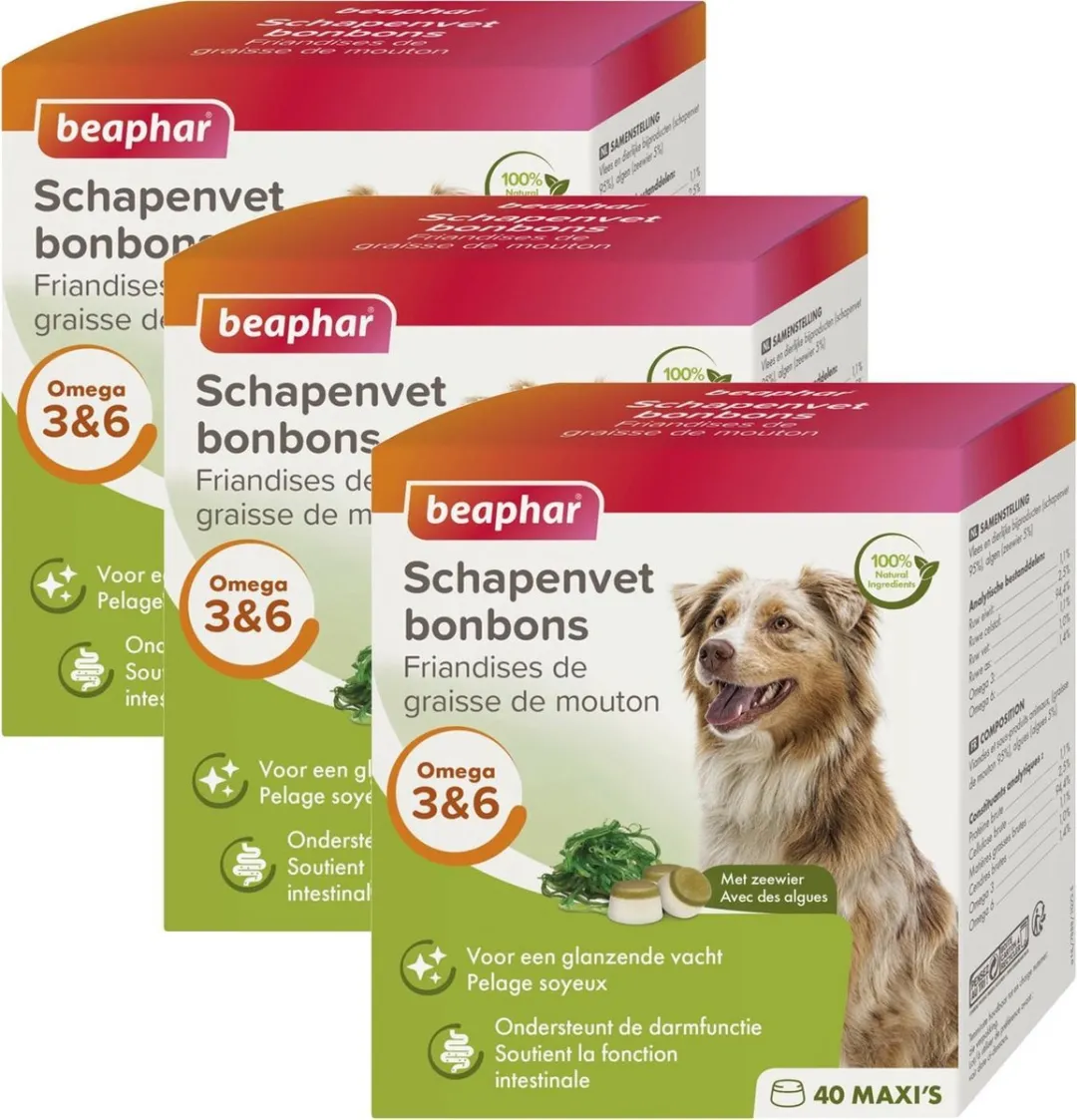 Beaphar Schapenvetbonbons Zeewier - 9 Stuks (3x3)