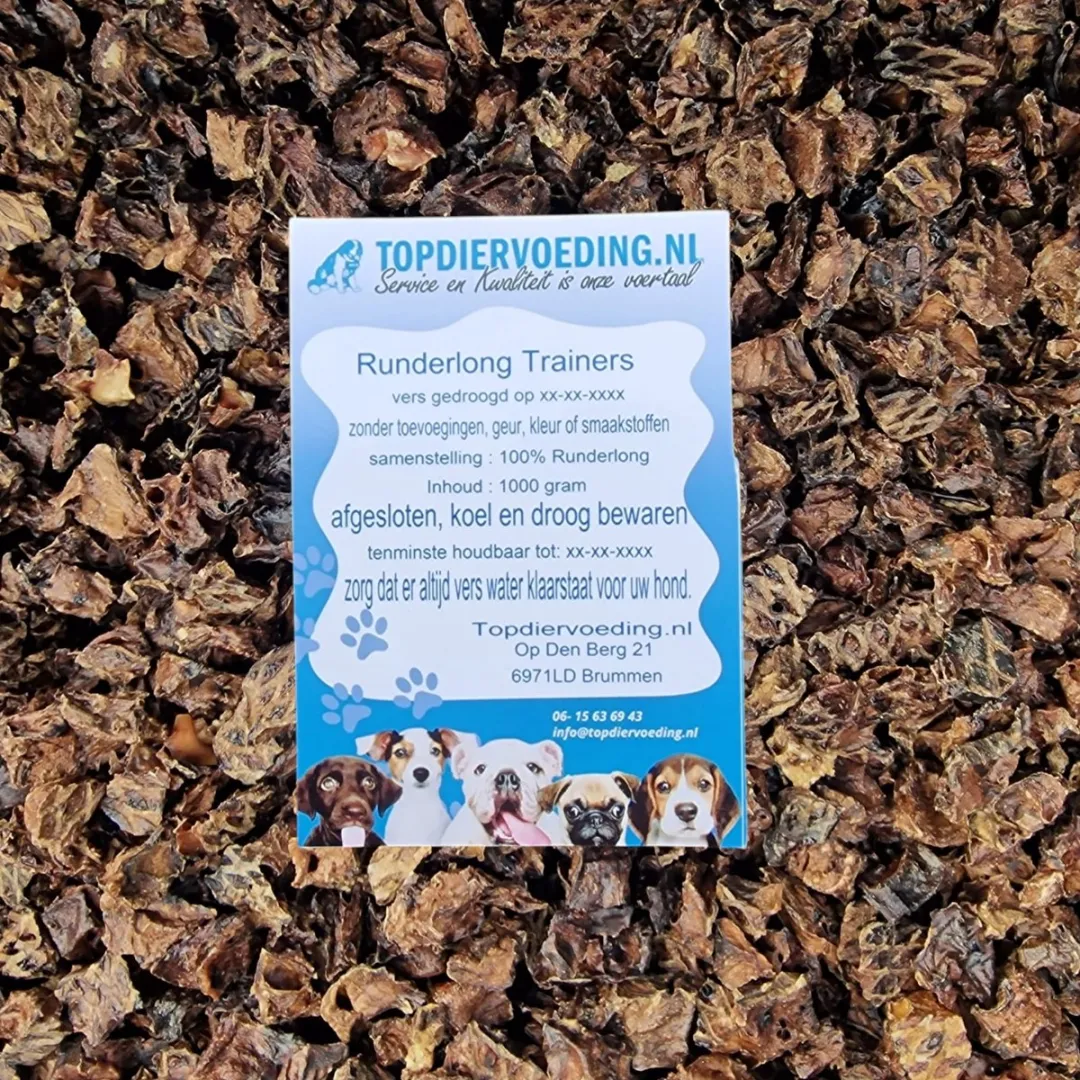 Topdiervoeding Runderlong Trainers Hondensnacks 1kg