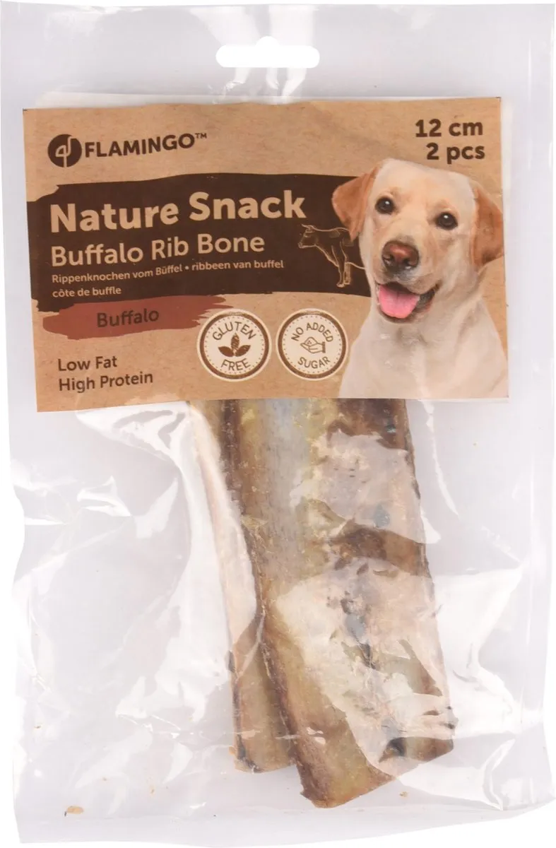 Flamingo Nature Snack Buffelrib Honden - 2 Stuks