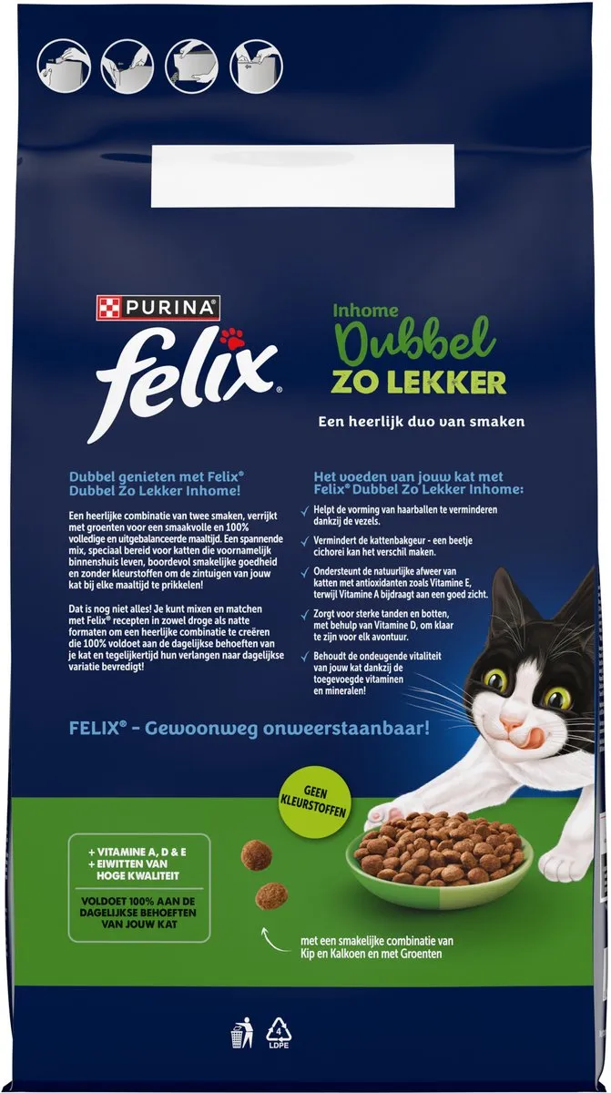 Purina Felix Dubbel Zo Lekker Inhome Kip & Kalkoen - 16kg