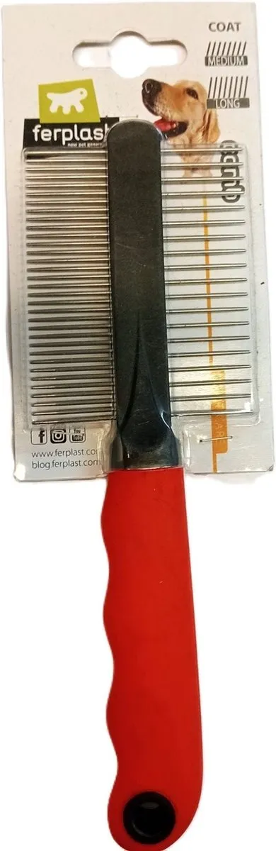Ferplast Vachtkam Dubbel - 20,3x1,6x6,4cm Rood/Zwart