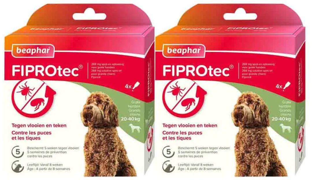 Beaphar Fiprotec Hond 20-40kg Anti Teken & Vlooien - 2x4 Stuks