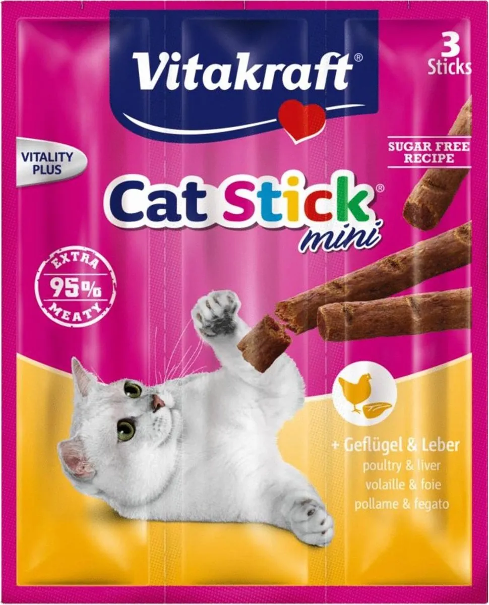 Vitakraft Catstick Mini Gevogelte/Lever - 3 Sticks