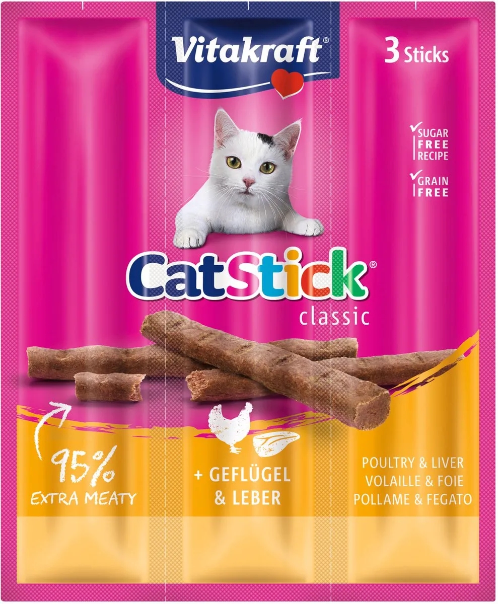 Vitakraft Catstick Mini Gevogelte/Lever - 3 Sticks