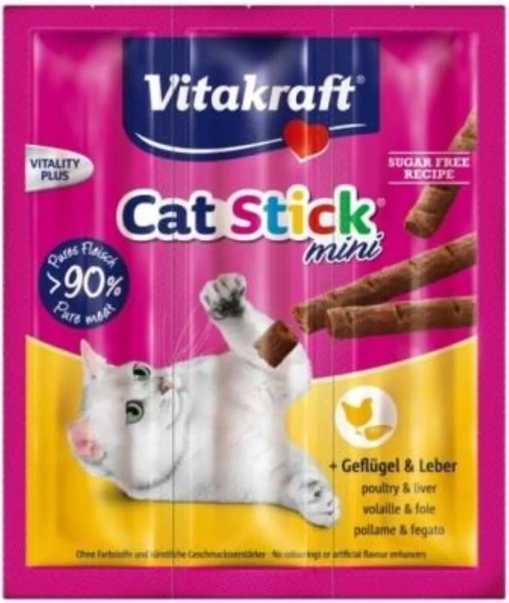 Vitakraft Catstick Mini Gevogelte/Lever - 3 Sticks - afbeelding 6 van 6