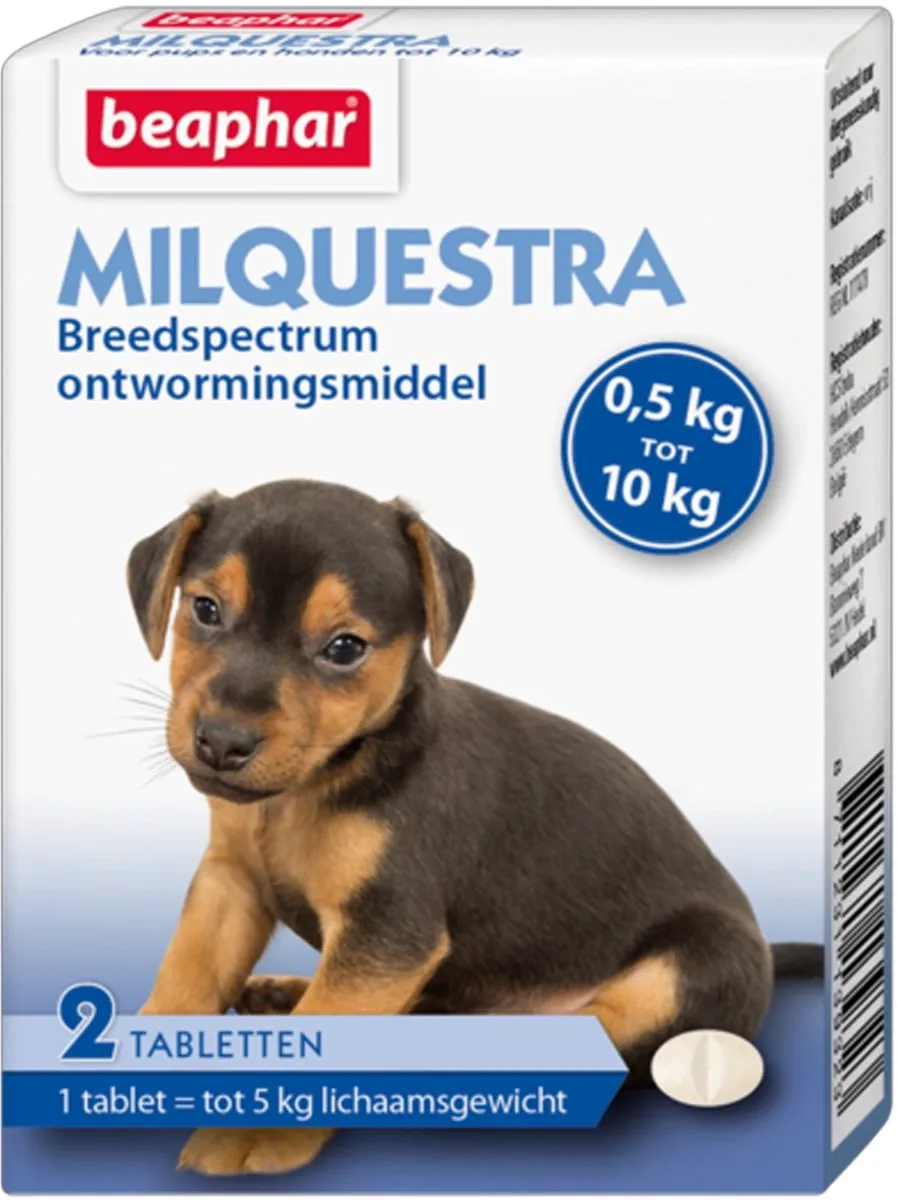 Beaphar Milquestra Ontwormingsmiddel 2 Tabletten - Kleine Hond/Puppy