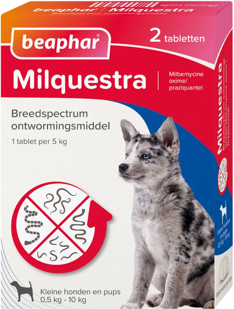 Beaphar Milquestra Ontwormingsmiddel 2 Tabletten - Kleine Hond/Puppy