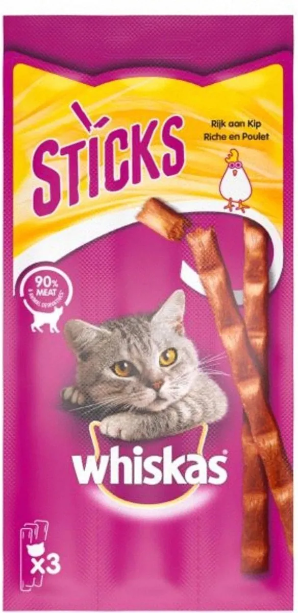 Whiskas Snack Sticks Kip 18g - 28 Stuks