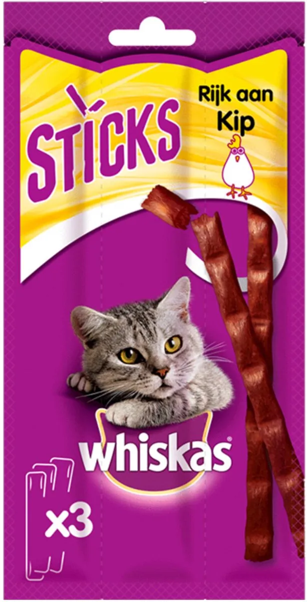 Whiskas Snack Sticks Kip 18g - 28 Stuks
