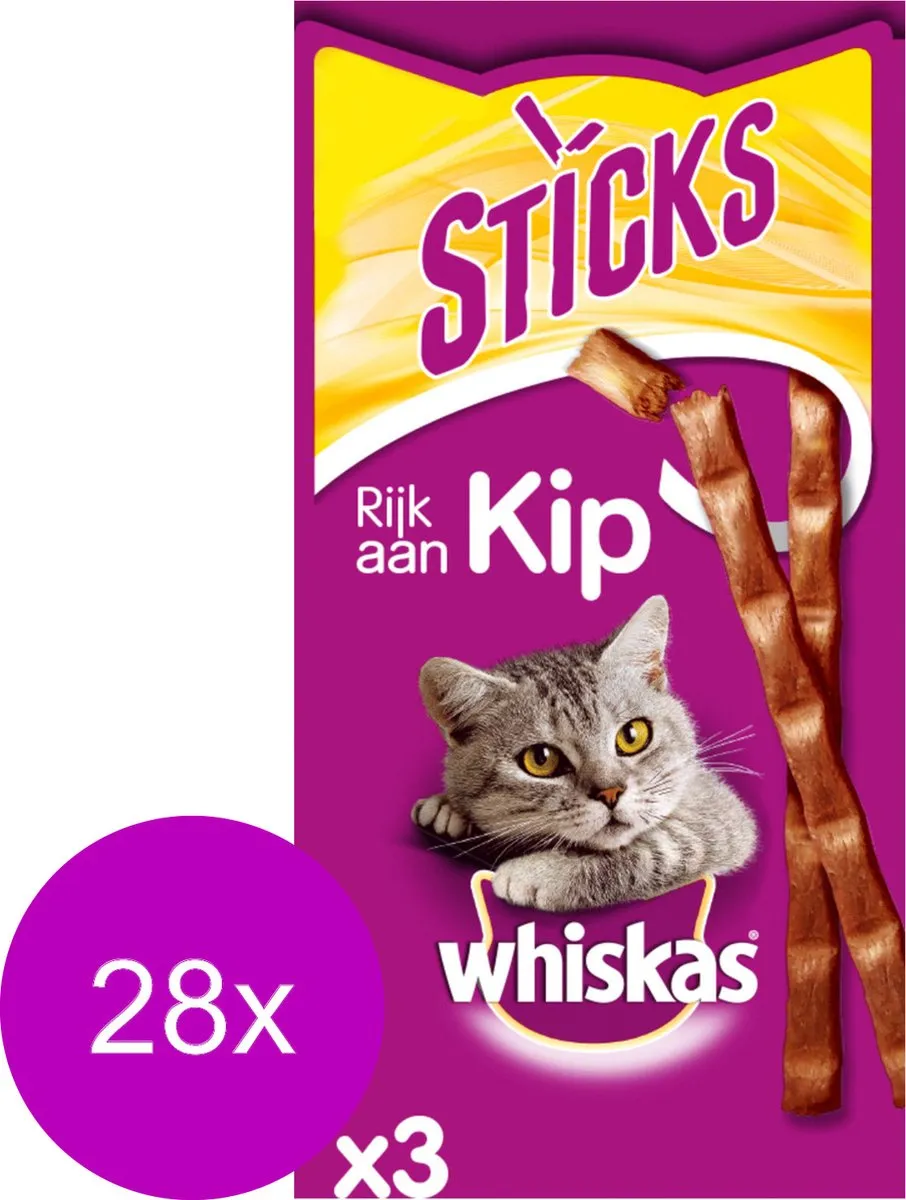 Whiskas Snack Sticks Kip 18g - 28 Stuks