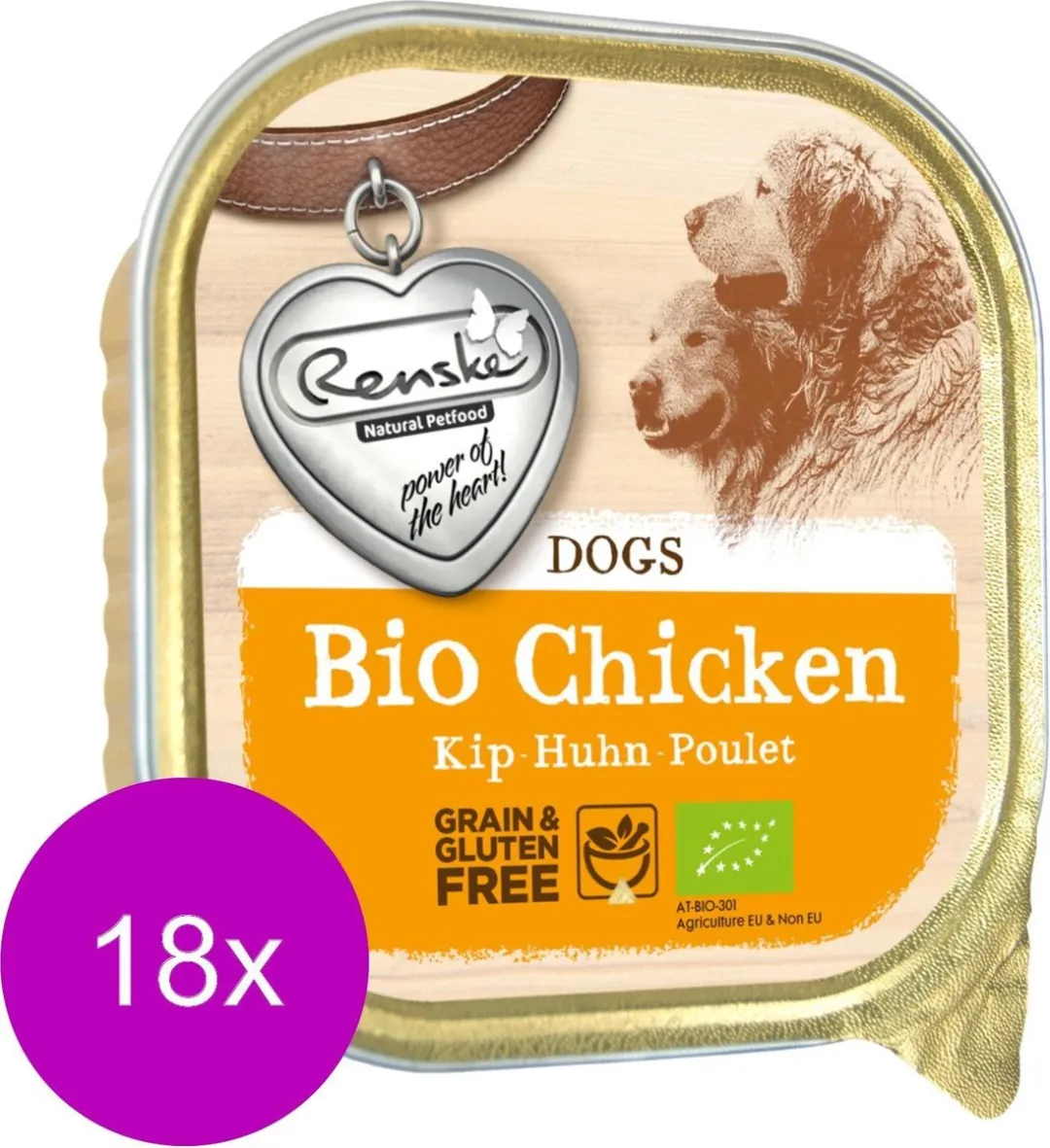 Renske Adult Bio Rund Graanvrij Hondenvoer 300g - 18 Stuks