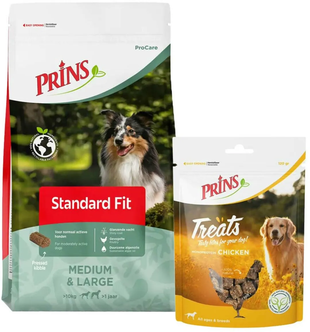Prins ProCare Standard Fit 20kg & Treats Kip - 2 Stuks