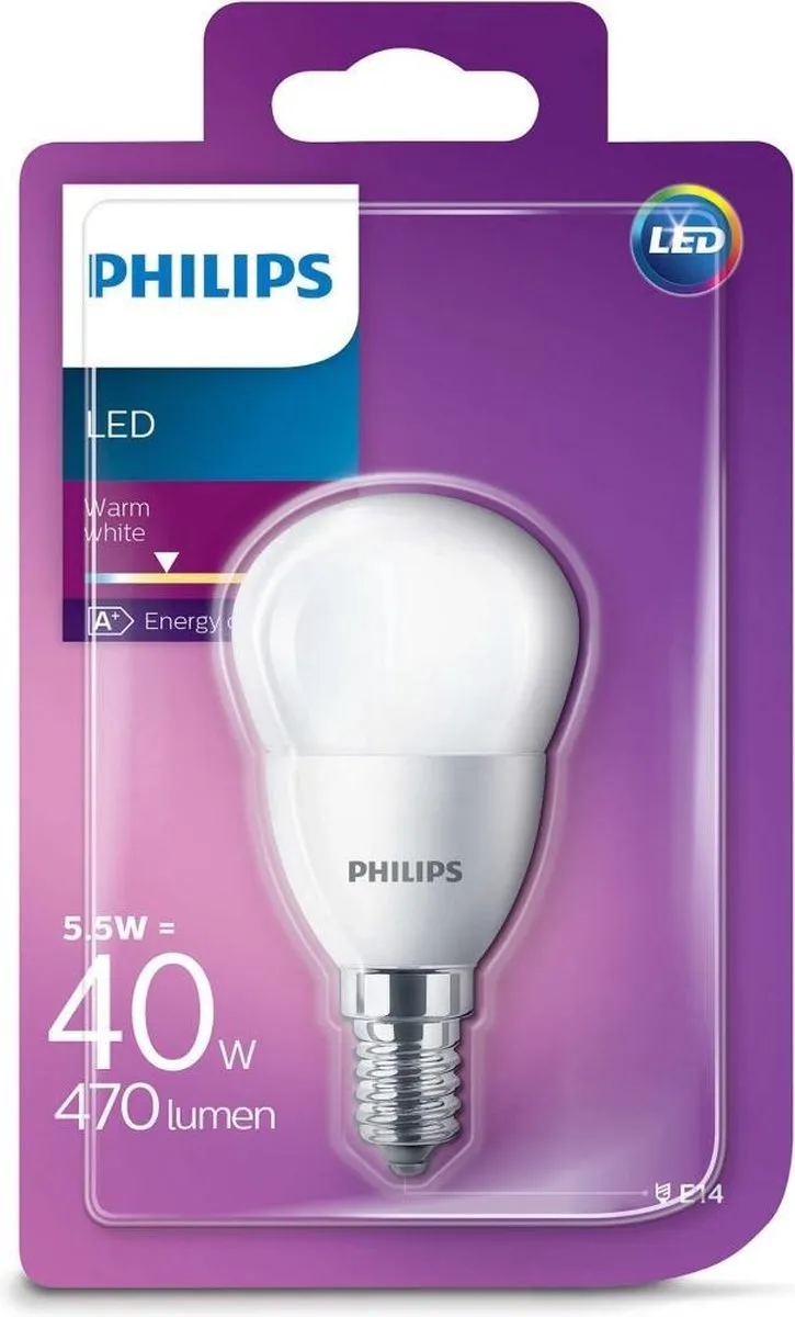 Philips LED Kogel E14 5,5W Warm Wit