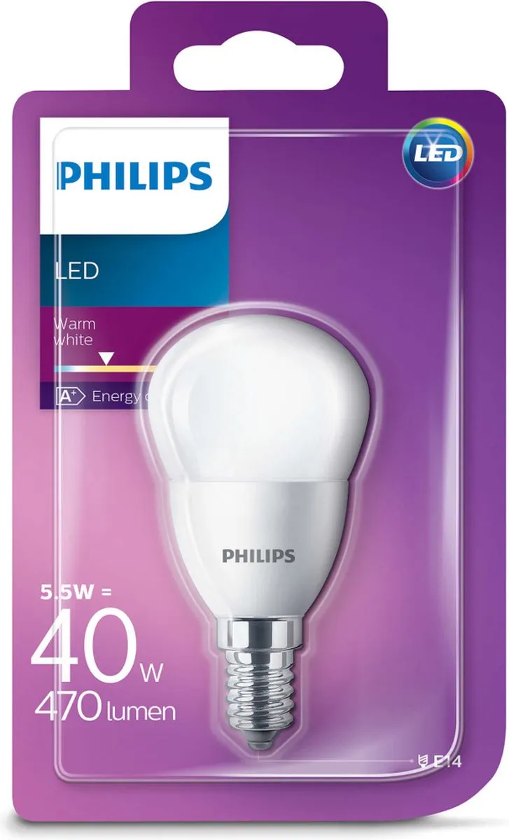 Philips LED Kogel E14 5,5W Warm Wit