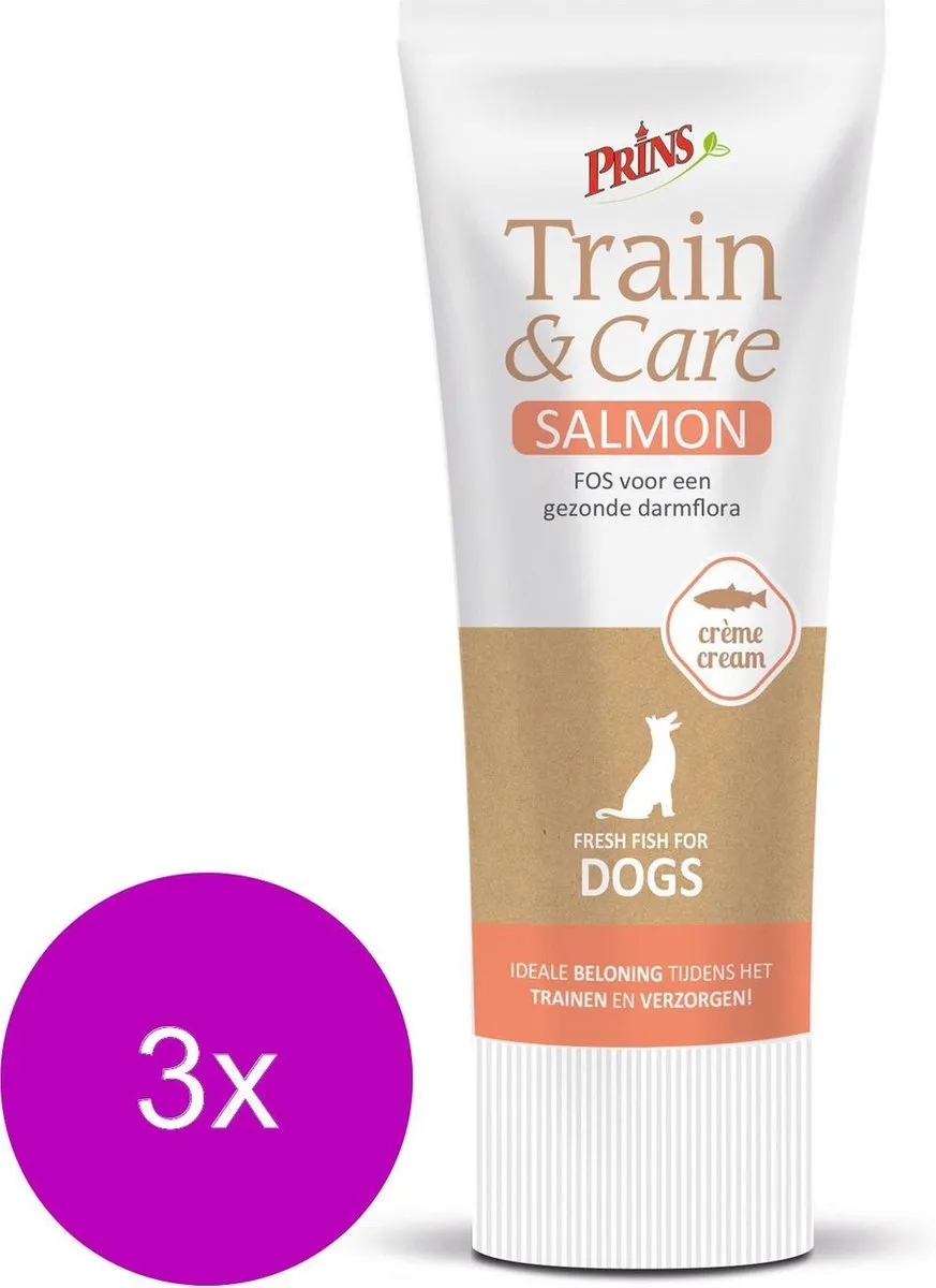 Prins Train & Care Dog Paté Zalm - 3x75g