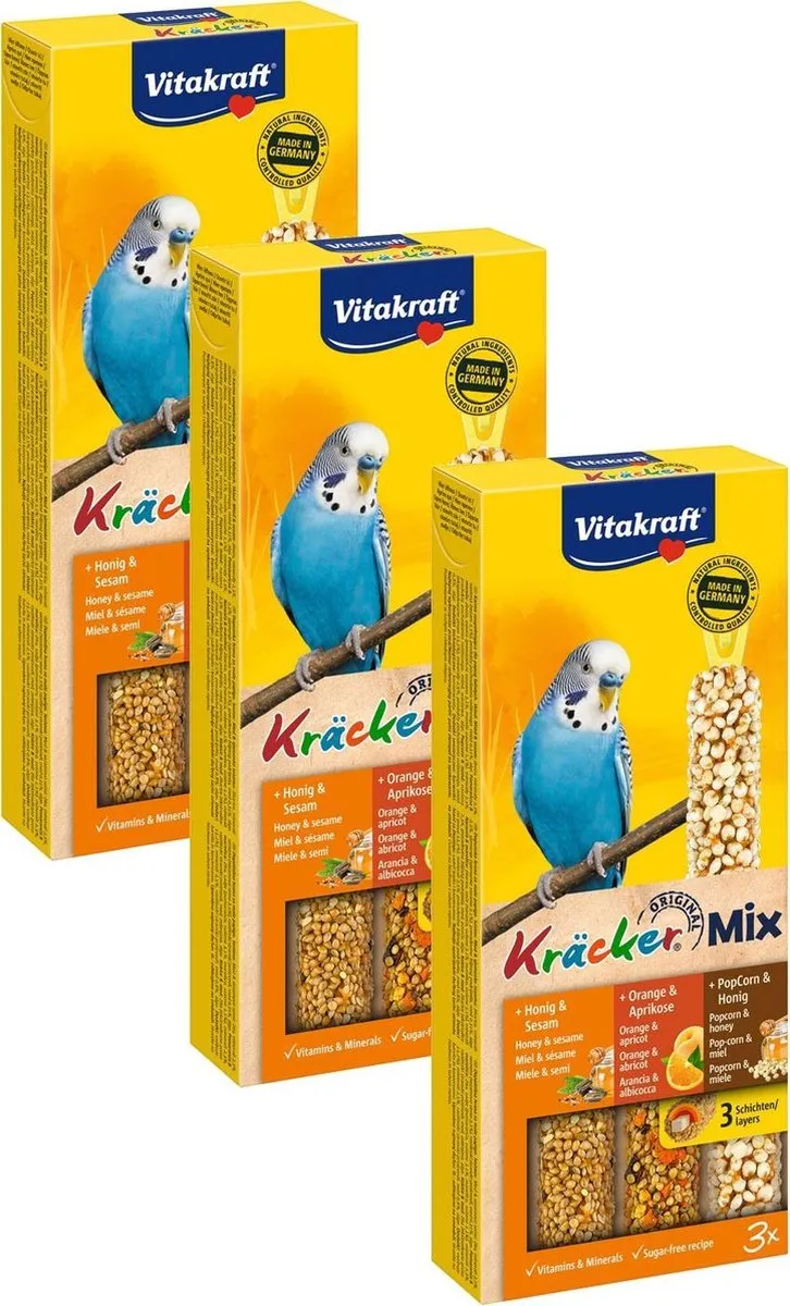Vitakraft Parkiet Kracker Honing & Sinaasappel & Popcorn