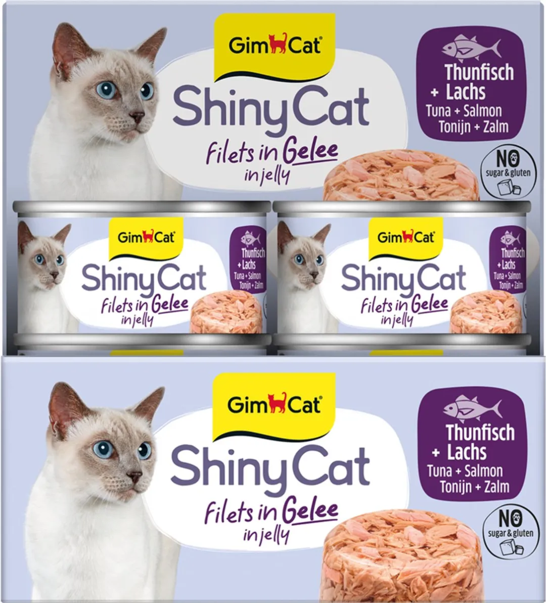 GimCat ShinyCat Filets in Jelly Tonijn & Zalm - 24 Stuks