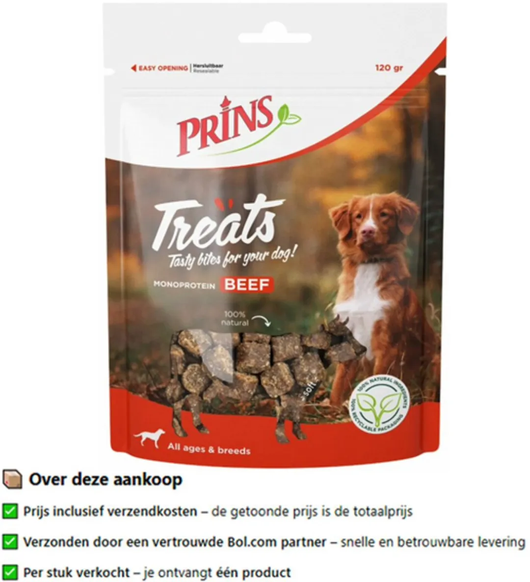 Prins Treats Dog Beef 120g
