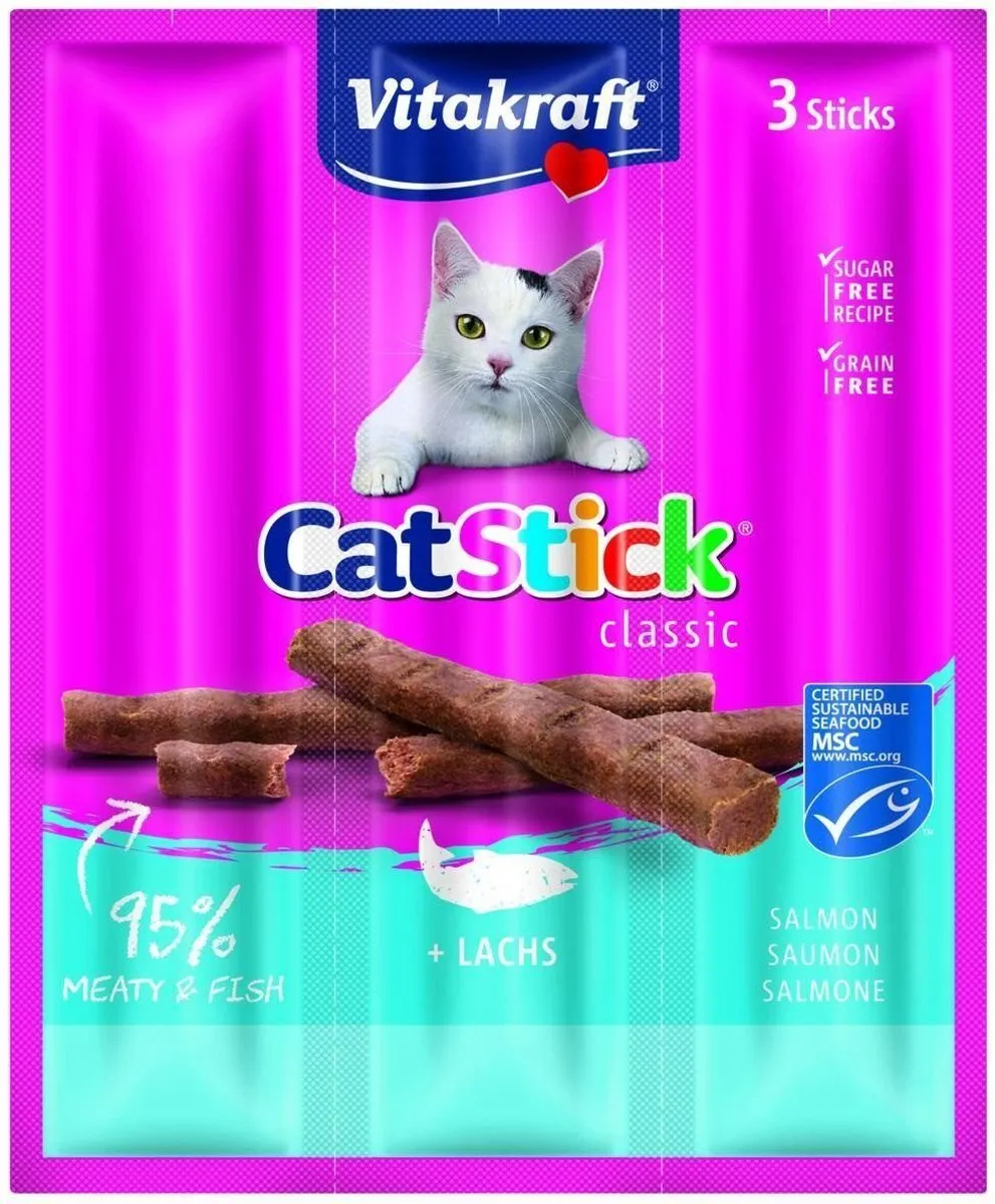 Vitakraft Catstick Mini Zalm - 3 Sticks