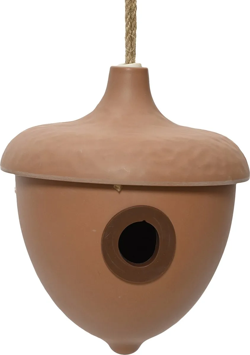 Decoris Vogelhuisje met bad/voederschaal - Bruin