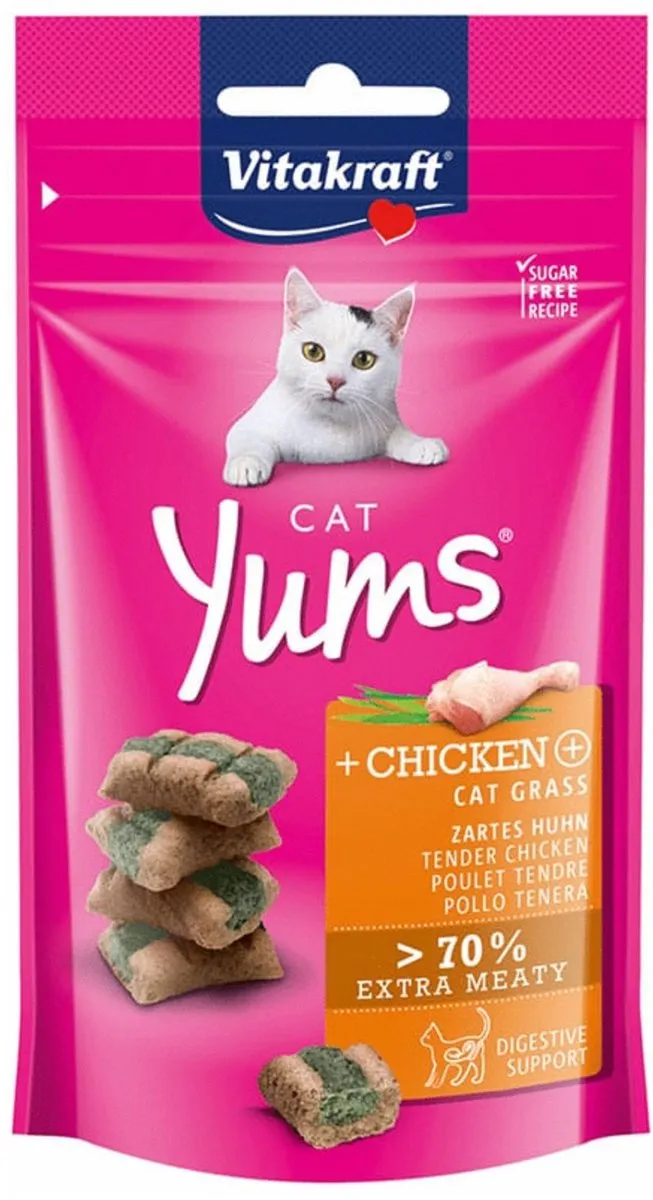 Vitakraft Cat Yums Kip & Kattengras - 40g