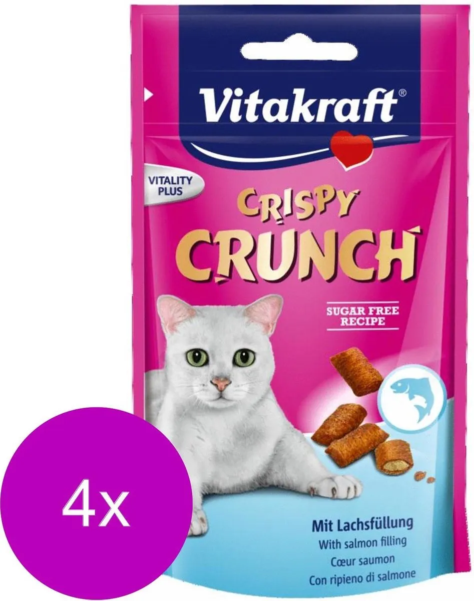 Vitakraft Crispy Crunch Kattensnack Zalm - 4 Zakjes