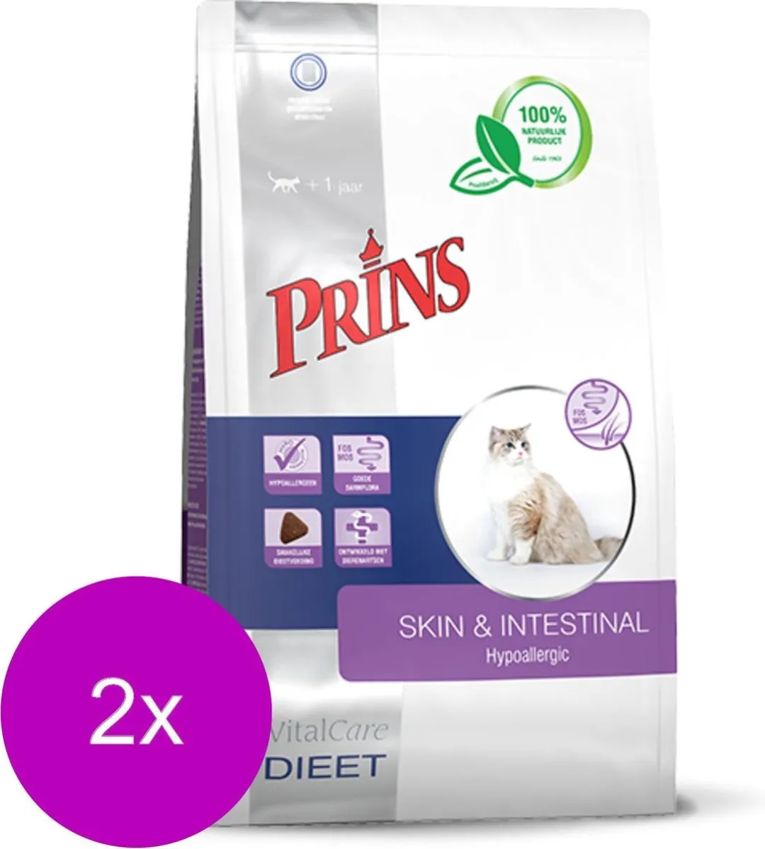 Prins Vitalcare Huid & Darmkanaal Kattenvoer - 2x1,5kg