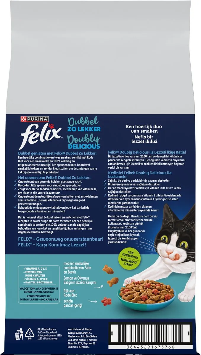 Felix Dubbel Zo Lekker Kattenvoer Droogvoer Mix Vis 7,5kg