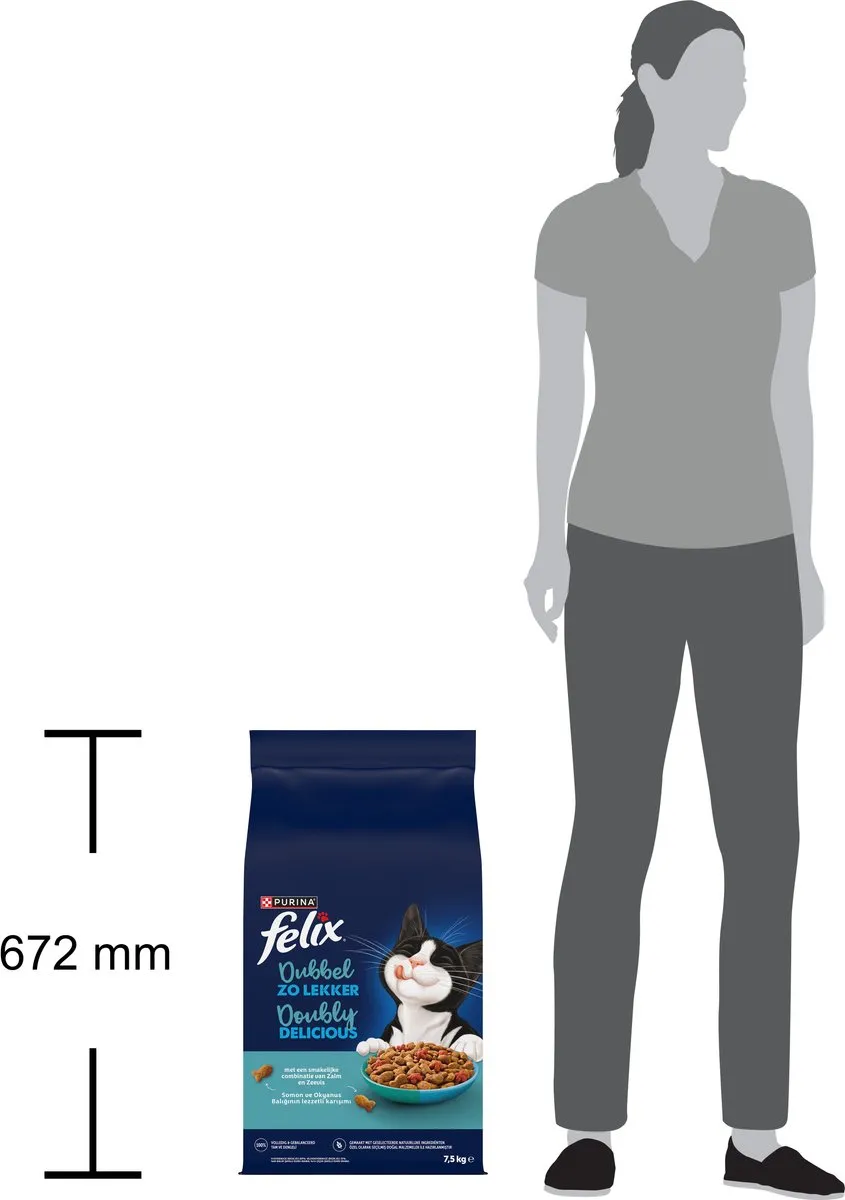 Felix Dubbel Zo Lekker Kattenvoer Droogvoer Mix Vis 7,5kg