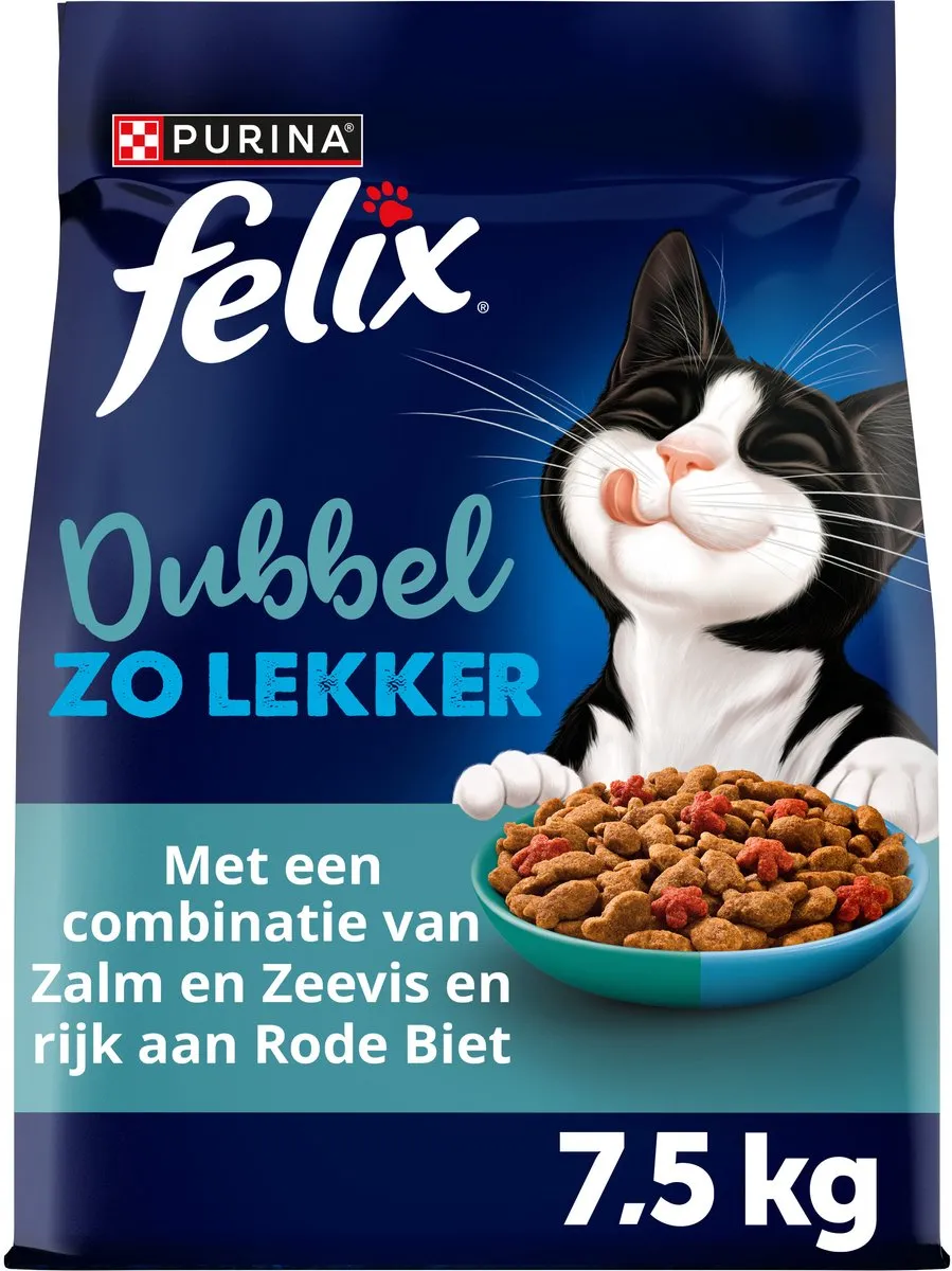Felix Dubbel Zo Lekker Kattenvoer Droogvoer Mix Vis 7,5kg