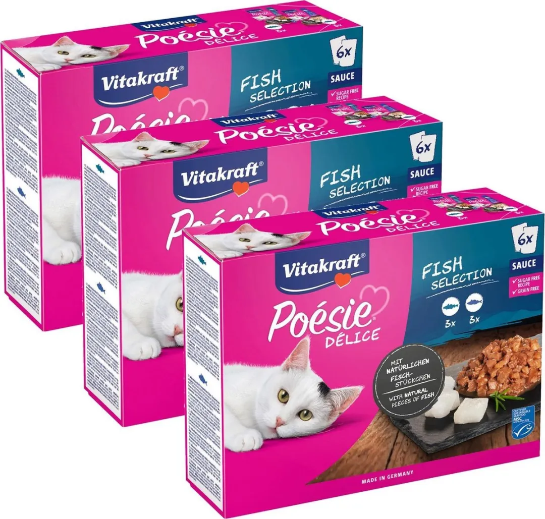 Vitakraft Poesie Deli Sauce Vis Pouch - 18 Stuks