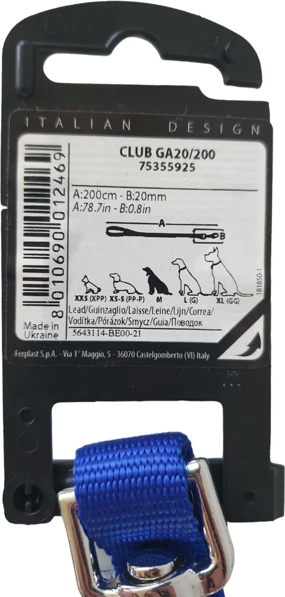 Ferplast Club-ga Hondenlijn Blauw 200cm