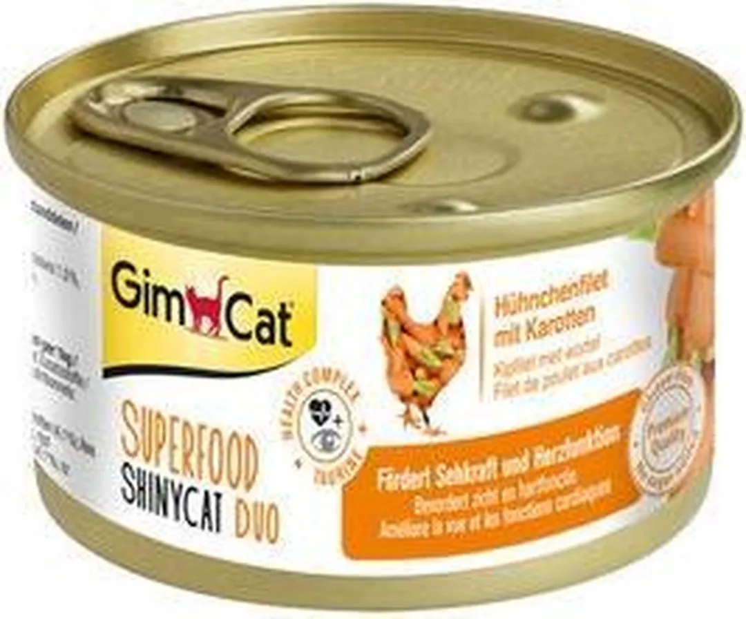GimCat Superfood Shinycat Duo 70g - 24 Stuks Kipfilet & Wortel