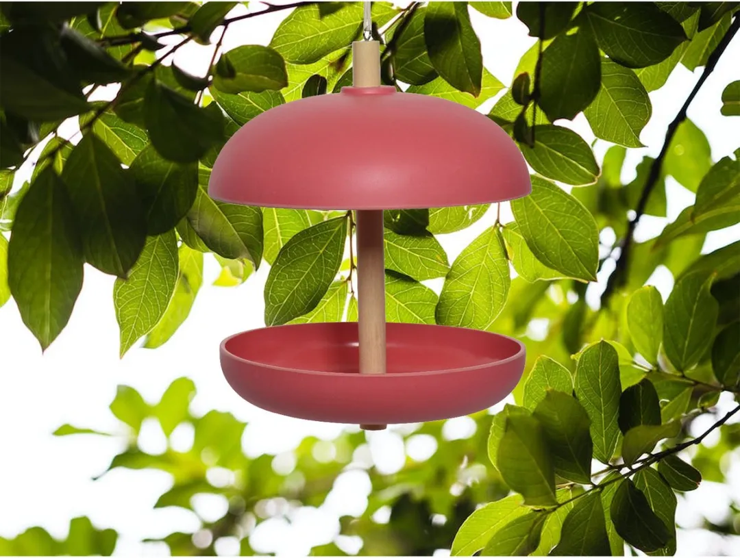 Decoris Hangend Vogelvoedersilo Bamboe Roze 21x25cm