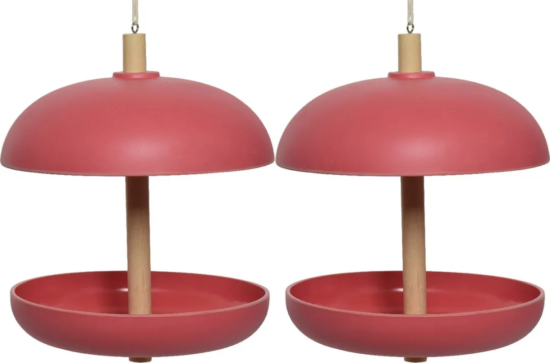 Decoris Hangend Vogelvoedersilo Bamboe Roze 21x25cm