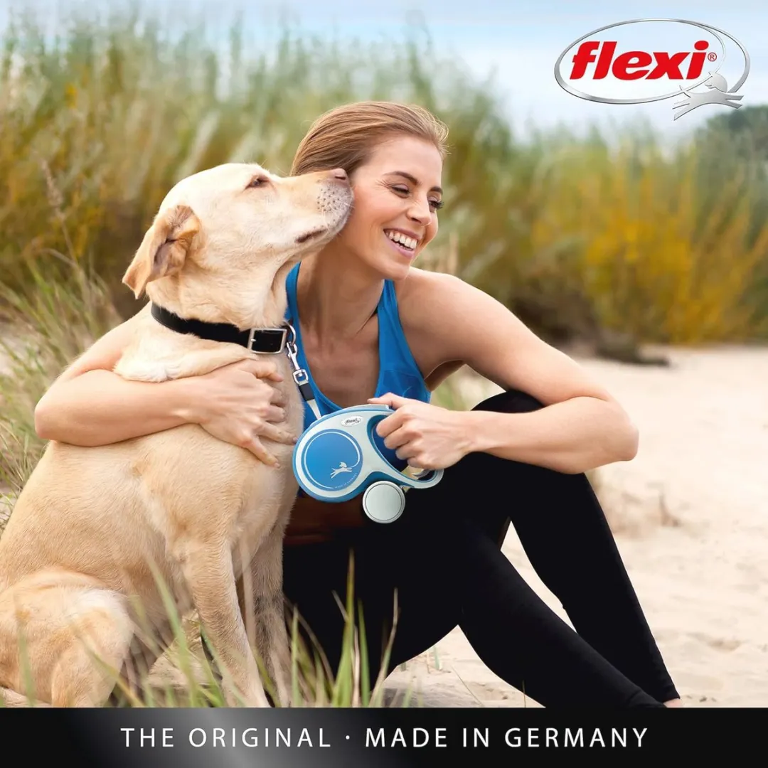 Flexi Intrekbare Hondenriem 5m - Blauw/Wit