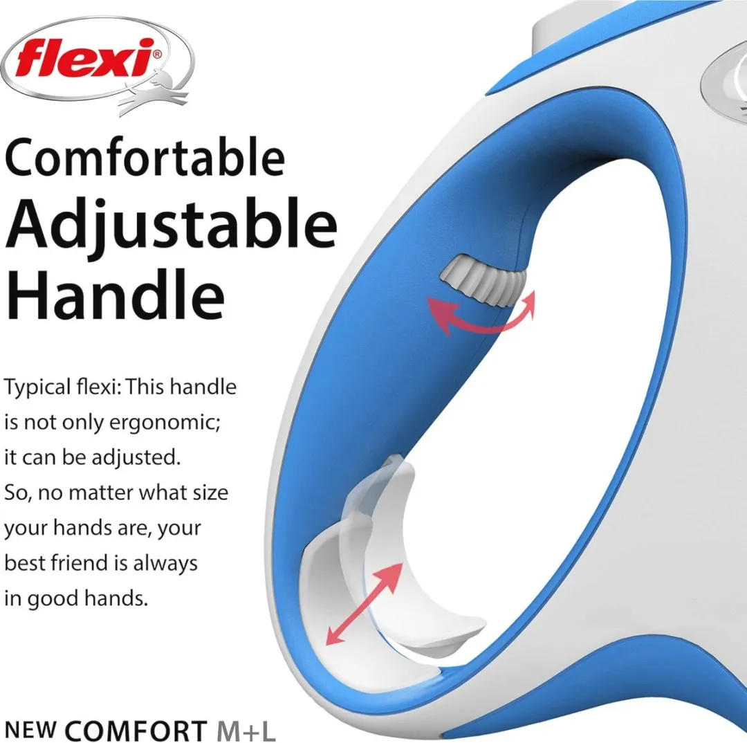 Flexi Intrekbare Hondenriem 5m - Blauw/Wit