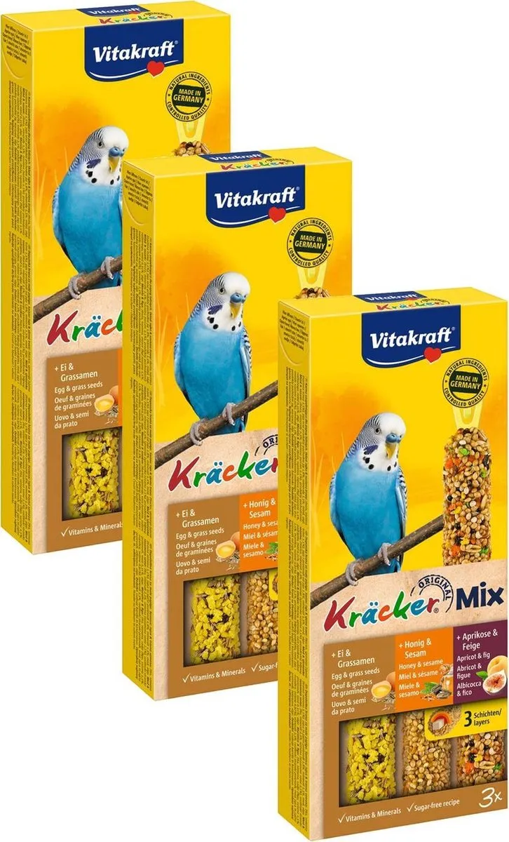 Vitakraft Parkiet Kracker Honing&Ei&Fruit - 3 Stuks