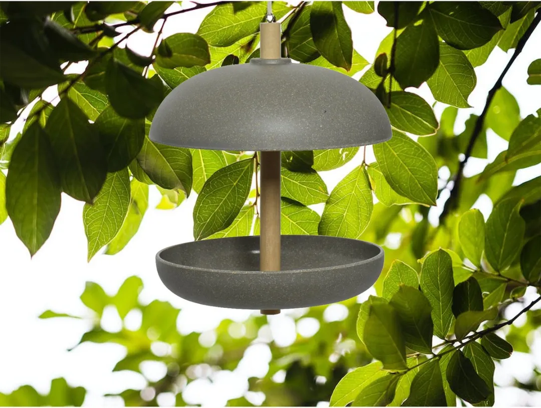 Decoris Vogelfodersilo Bamboe Antracietgrijs 21x25cm - 2 Stuks