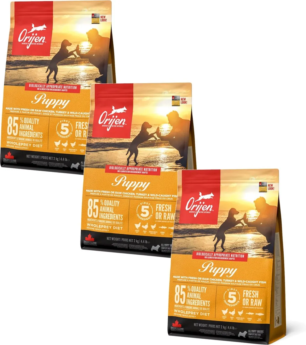 Orijen Whole Prey Puppy Kip & Kalkoen - 6 kg (3x2kg)