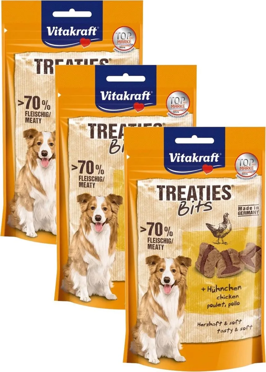 Vitakraft Treaties Bits Bacon Style met Kip Hondensnack 3x120g