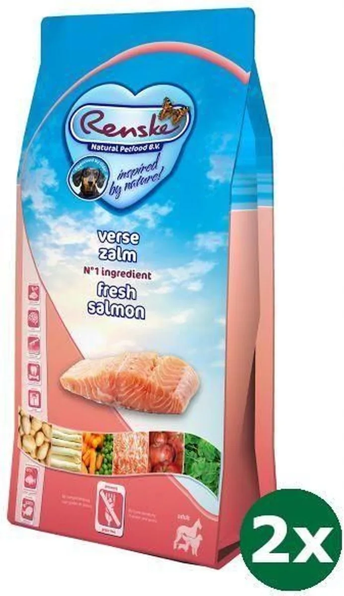 Renske Super Premium Adult Zalm Graanvrij Hondenvoer 2x2kg