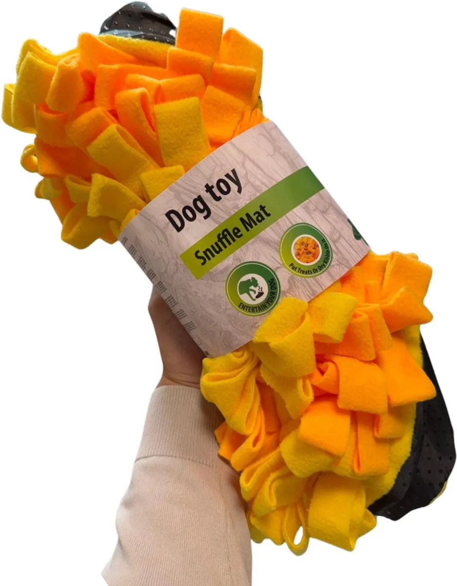 Dog Toy Snuffelmat voor Honden – 61 x 38 cm – Interactieve Voerpuzzel – Gele Snuffelmat – 100% Polyester