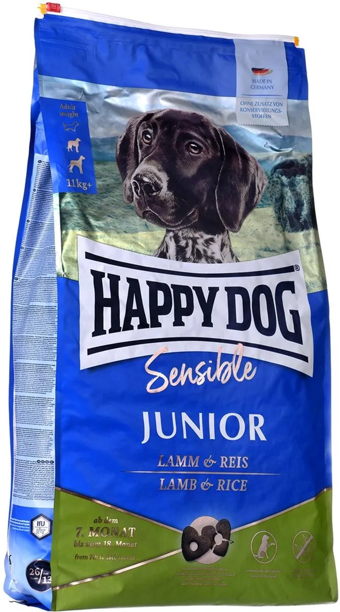 Happy Dog Sensible Junior Lam Rijst 10kg