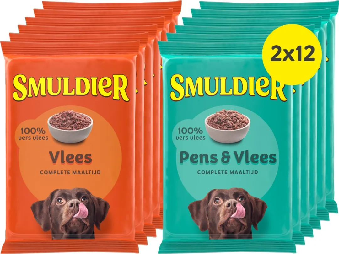 Smuldier Vlees & Pens Hondenvoer - 24 Stuks