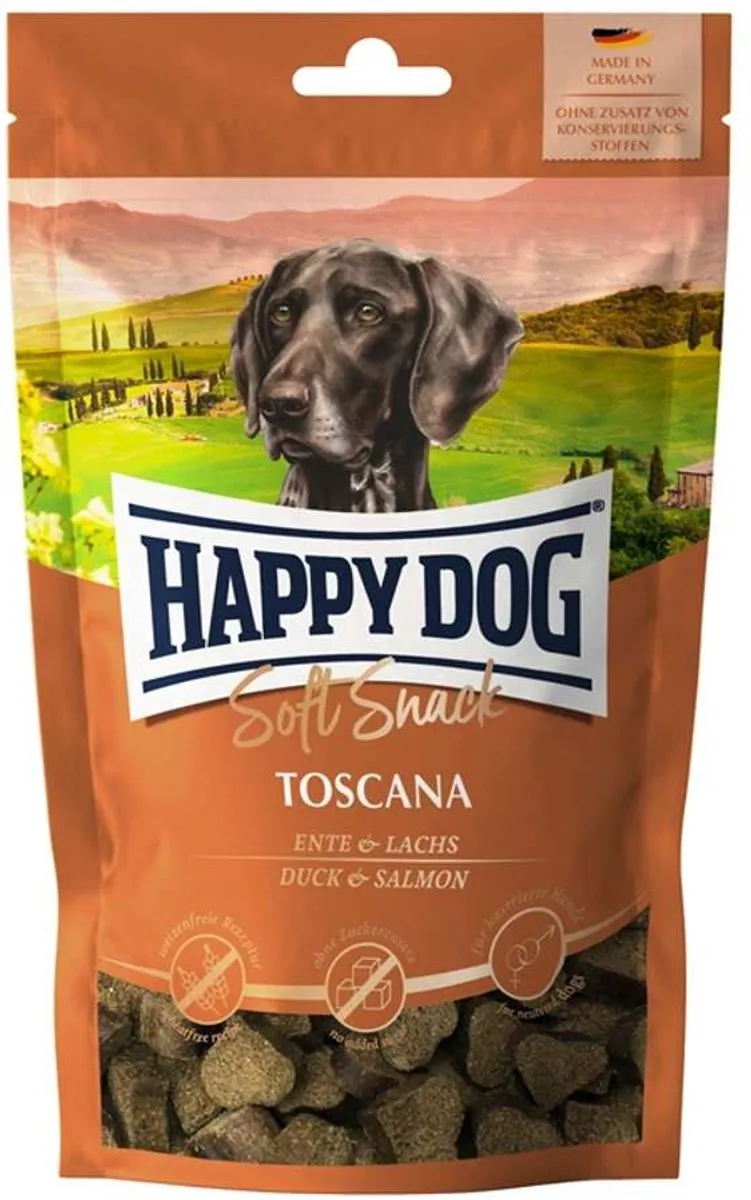 Happy Dog Toscana Eend & Zalm Snacks 10x100g