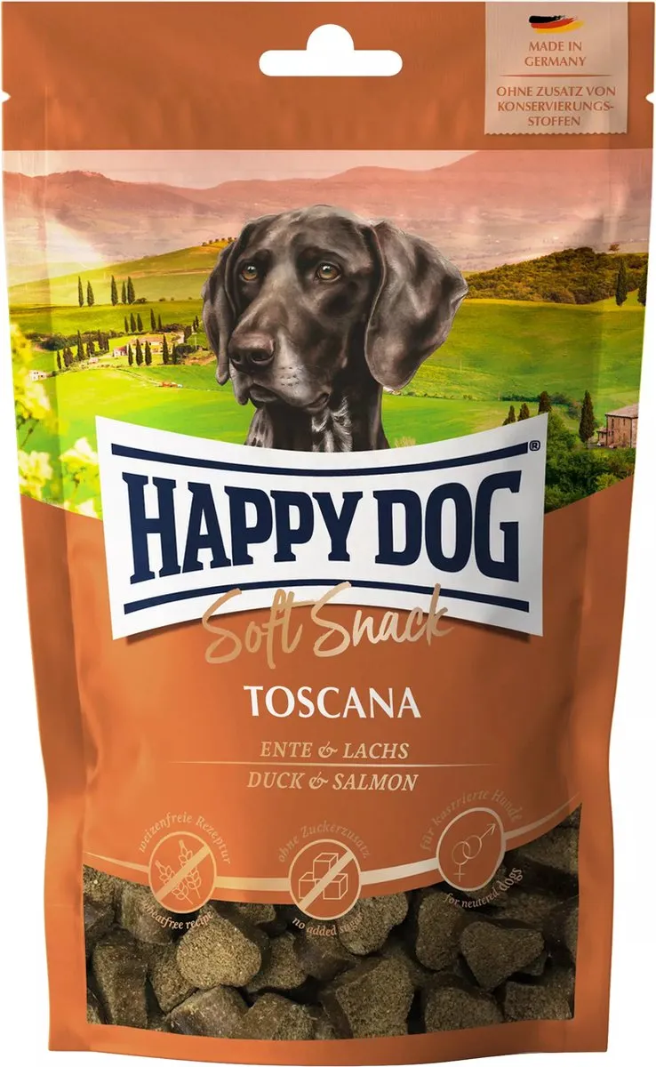 Happy Dog Toscana Eend & Zalm Snacks 10x100g