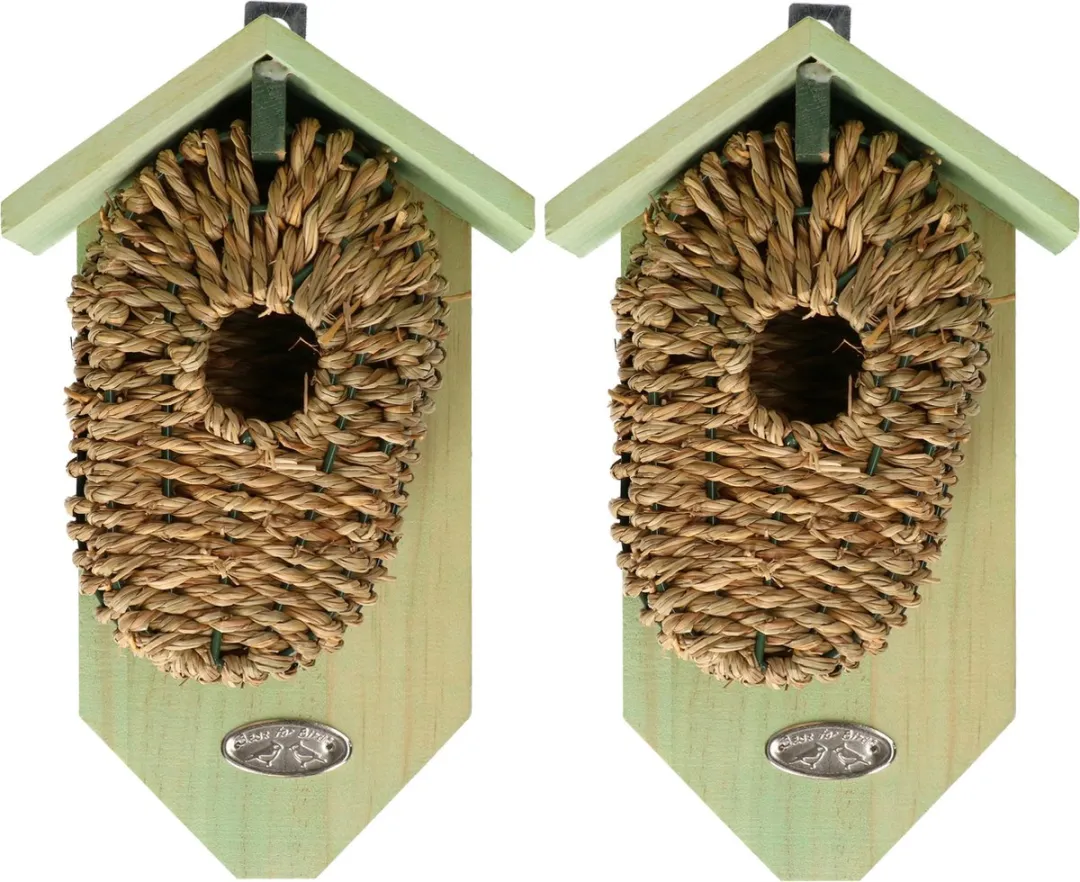 Decoris Houten Vogelhuisje Zeegras 26cm
