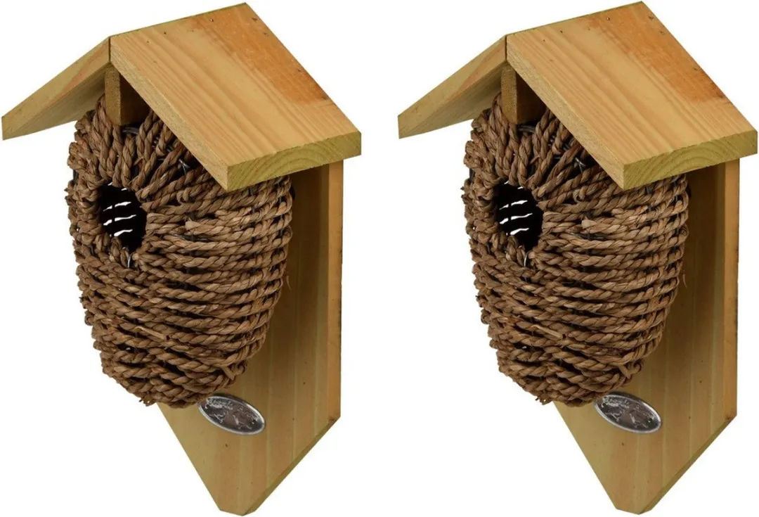 Decoris Houten Vogelhuisje Zeegras 26cm - Hangend - 2 Stuks - afbeelding 6 van 6